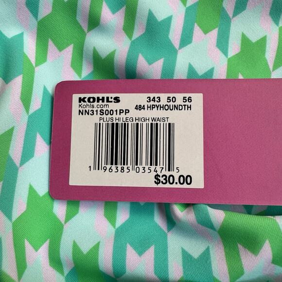 Ninety-Nine° High-Waist Cheeky Swim Bottoms Juniors Plus Size 2X Blue Green - Picture 6 of 7